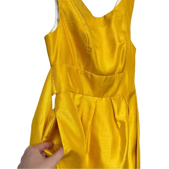 JENNY YOO Silk Cocktail Dress Size 4 Marigold Yellow Bridesmaid - Picture 6 of 11